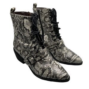 Catherine Malandrino Faux‎ Snakeskin Boots Womens 7 Heeled Booties Zip Side